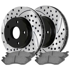 4pcs Ceramic Brake Pad 2pcs Rotors Drilled and Slotted Rear for Ram 1500 PGD967C picture