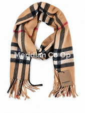 Burberry Classic Check Camel 100% Cashmere Scarf Made in Scotland Authentic picture