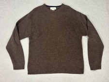 Vintage J Crew Sweater Mens Medium Brown Shetland Wool Crewneck Knit Pullover picture