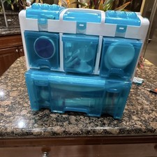 Wilton Ultimate Cake Decorating Tool Kit Caddy w/Piping Supplies Vintage Blue picture