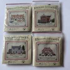 VTG 1987 NEW Tristan Brooks Jane Greenoff 4 Cross Stitch Kits- English Cottages picture