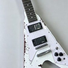 Custom FV James Hetfield “FUK IT” Relic White Electric Guitar HH Pickups Ship US picture