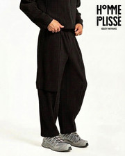 Japan Homme Plisse ISSEY MIYAKE Straight Leg Black Casual Pants JF144 picture