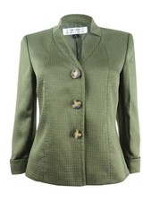 Tahari ASL Women's Textured Three-Button Jacket (2, Harvest Green) picture