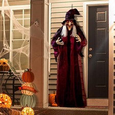 Halloween Hanging Witch Decorations Life Size Talking Witch Glow Red Eyes Horror picture