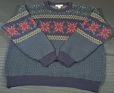 VTG L.L. Bean Worsted Wool Sweater Mens XL Nordic Snowflake Fair Isle Ireland Na picture