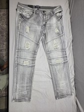 Men PLATFORM 100 GREY SLIM STRETCH JEAN, Sz 44X32 NWT $88 MSRP picture