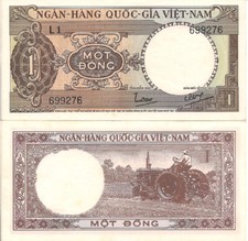 South Viet Nam P15a, 1 Dồng, man on tractor (1964)  AU TDLR picture