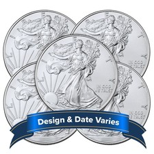 Lot of 5 - $1 American Silver Eagle 1 oz Random Year BU picture