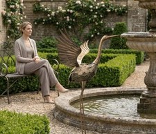 LUXURY 31.89 inch Handcrafted Bronze Metal Crane Statue Thickened WE SHIP OVERSE picture