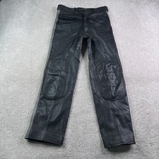 Vintage Spartan by Rocky Pants Mens 32 (Fits 30) Black Leather Biker Moto Racing picture