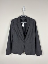 Nwt Ann Taylor Birdseye Blazer Jacket Size 14 Black White Notch Lapel Career picture