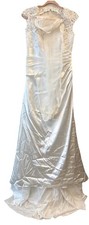 Beautiful Satin Ivory Sequined Wedding Dress Size 12 From David's Bridal. picture