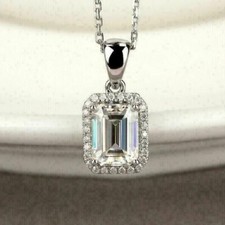 RARE 5.80 Ct Certified Off White Treated Diamond Solitaire Pendant in 925 Silver picture