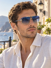 Cazal MOD995 Blue Silver Navigator Sunglasses Gradient Lens 63‑10‑145 picture