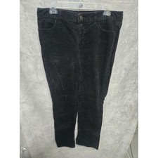 Talbots Petites Black Corduroy Pants Straight Leg Cotton Stretch Size 12P picture