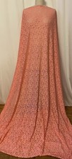 Elegant Coral Cotton Rayon Intricate Floral Design Lace Fabric 3 Yards 60