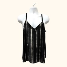 Torrid Women's Georgette Tunic Cami V-Neck Adj Strap Black White Stripe  Size 00 picture