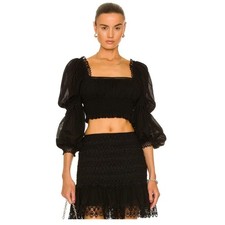 Charo Ruiz Ibiza Daphne Black Lace Crop Top Size S picture