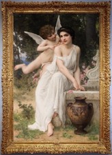 Hand Old Master-Art Antique Oil Painting Bouguereau nude nude angel on canvas picture