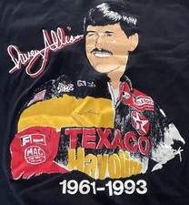 Vintage Davey Allison Single Stitch T-Shirt Texaco Havoline NASCAR 1993 USA XL picture