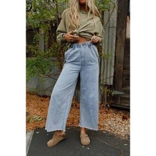 Three Bird Nest Simply You Wide Super High Rise Elastic Jeans Size Large NWT picture