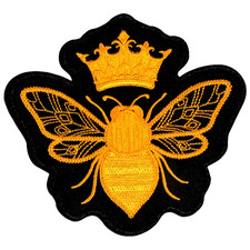 Beautiful Queen Bee Embroidered iron on Patch 4+1/4 x 4 inch  picture