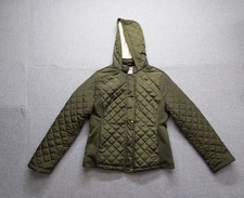 Cisono Women Hoodie Jacket S Olive Green Quilted Snap Down Long Sleeve Outerwear picture