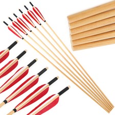 6/12pcs  Wooden Arrows Turkey Feathers Diameter 8mm Handmade DIY Bow Hunting picture
