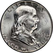 1963 P Uncirculated 90% Silver Franklin Half Dollar picture