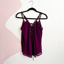 Vtg y2k 2000s Lace Up Top Small Purple Retro Whimsigoth picture