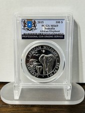 2015 PCGS MS69 100 S, Somalia African Wildlife Elephant 1 oz. Ag .999 Silver picture