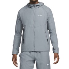 NIKE Miler Repel Running Jacket sz S Small Gray Reflective Packable picture
