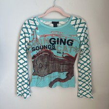 Custo Barcelona Rare Y2K Graphic of a cat with music quotes picture