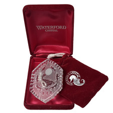 VINTAGE WATERFORD CRYSTAL 1989 ANNUAL CHRISTMAS ORNAMENT W/ BOX & POUCH picture