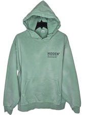Hidden NY Heavyweight Hoodie Mens Medium Mint Green Back Logo Streetwear 25x28 picture