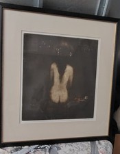 Randall LaGro Signed Original Print / Monotype 1999 Framed Female Nude Taos NM picture