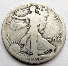 1916 Walking Liberty Silver Half Dollar Good Details, Key Date 50C picture