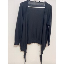 The Limited Black Open Front Tie Cardigan Sweater Large Pointelle Knit Layering picture