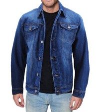 Men’s Red Label Premium Faded Denim Cotton Jean Button Up Slim Fit Jacket picture