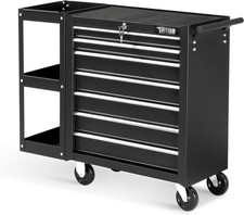 New 7-Drawer Rolling Tool Chest Tool Cabinet Storage Box with Side Shelves Black picture