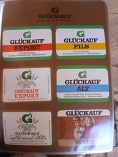 ORIGINAL GLUCKAUF 6 X DIFFERENT WEST GERMAN BEER LABELS picture