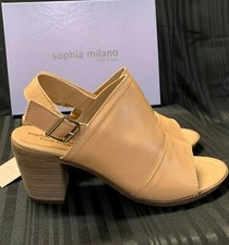 Sophia Milano tan peep toe sandals (Made in Italy) picture