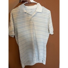 Bonobos Men's Medium Slim Fit Polo White with Light Blue Stripes picture