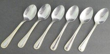 Wallace Royal Gold Bead OVAL SOUP SPOONS 18/10 Stainless Steel SET of 6 - 7 3/8