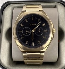 Fossil Evanston BQ2611 Gold Stainless Steel Men’s Watch Black Dial Multifunction picture