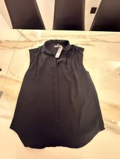 Mint Velvet black longer length Sleeveless utility blouse shirt size M picture