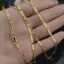 Luxury 24K 9999 Pure Gold real gold Women's Fashion Simple Necklace 2mm Three On picture
