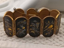 Vintage Showa Period Damascene Panel Bracelet picture