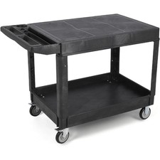Heavy Duty Plastic Utility Cart 2 Tier Service Flat Top Work Cart for Warehouse picture